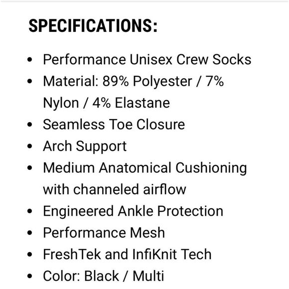 STANCE UNISEX PERFORMANCE SOCKS IN SIZE SMALL FITS WOMEN 5-7.5 and MEN 3-5.5 - Picture 6 of 8